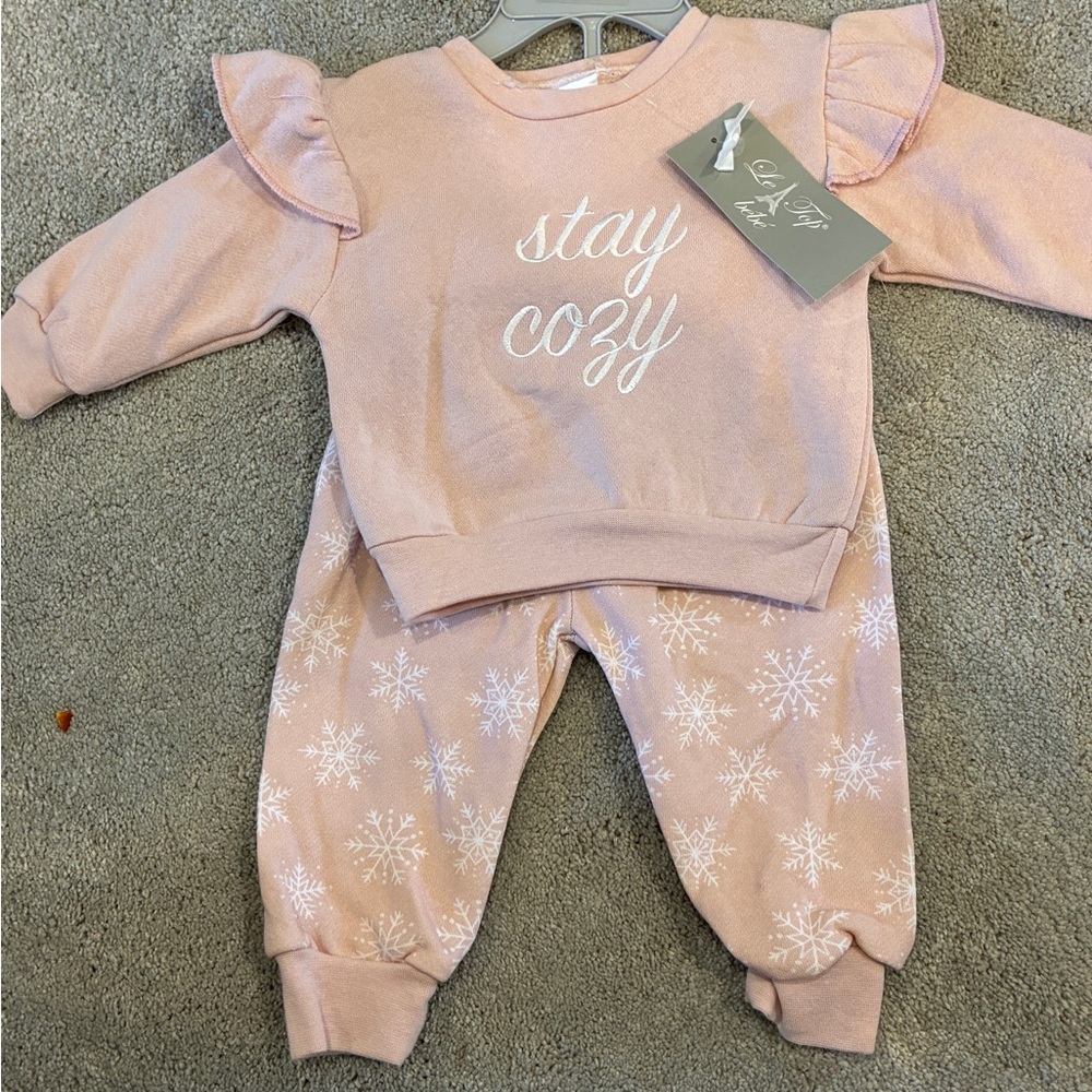 Pink Ruffle Sleeve Baby Outfit